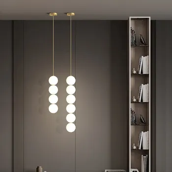 Скандинавские стеклянные подвесные светильники Светодиодные минималистичные многоголовые светильники для спальни, столовой, гостиной, украшения для дома