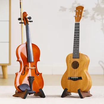  Складная полка для хранения укулеле из массива дерева Вертикальная подставка для скрипки Простая и портативная нескользящая подставка для скрипки