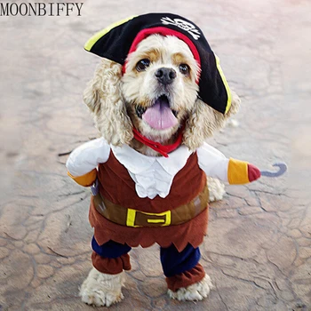 Смешные костюмы домашних животных на Хэллоуин Пиратский костюм Косплей Одежда Для Маленьких, Средних Собак Кошек Чихуахуа Щенок Одежда Товары для домашних животных