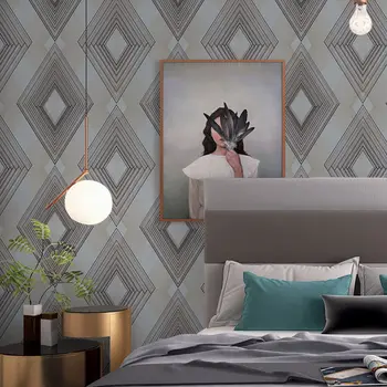 Современные геометрические обои с ромбом Домашний декор Nordic 3D Решетка Обои Спальня Гостиная Фон Фреска