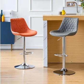  Современные простые подъемные барные стулья Вращающиеся барные стулья для кухонной мебели Легкий роскошный домашний тканевый барный стул с высоким поворотом