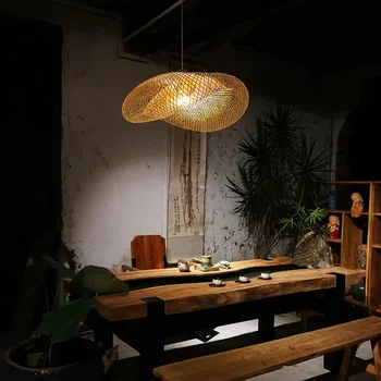 Современный деревянный подвесной светильник Подвесной светильник в птичьей клетке E27 Украшение гостиной Деревянная подвесная лампа Светильники для столовой и спальни