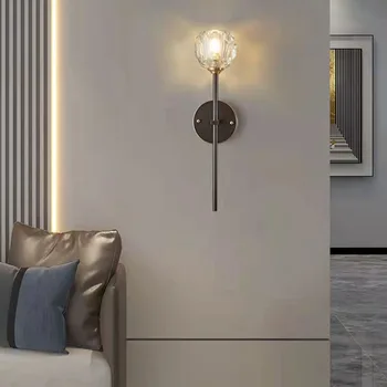  Современный прозрачный хрустальный настенный светильник Латунь G9 Лампочка для фойе, столовой, спальни, лестницы, прохода, освещения ванной комнаты, бра, прямой поставки