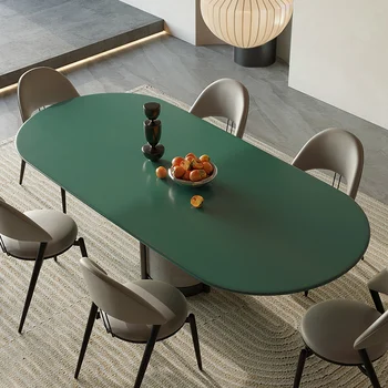 Современный роскошный обеденный стол и стул в сочетании с каменной плитой, домашний овальный стол, итальянский минималистичный стол