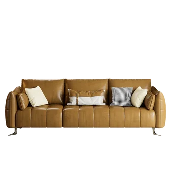 Средневековый диван прямой ряд гостиная высокая ножка комбинация маленькая квартира итальянский современный кожаный диван