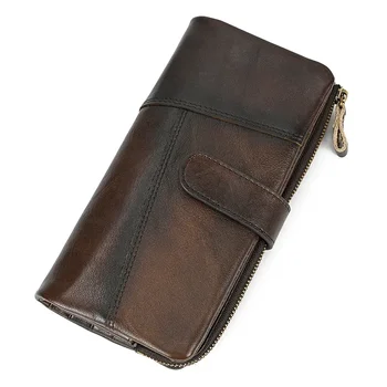 Стильный винтажный кожаный кошелек с несколькими слотами для карт и защитой RFID