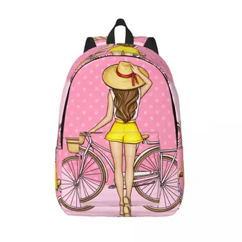 Студенческая сумка Поп-арт Девушка Рядом с велосипедным рюкзаком Родитель-ребенок Легкий рюкзак Пара Сумка для ноутбука