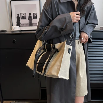 Сумка большой емкости Женская летняя всематчевая 2023 Новая модная сумка-мессенджер Холщовая сумка Портативная сумка-тоут Большая сумка