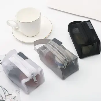  Сумка для хранения с большим отверстием на молнии Универсальная прозрачная сетчатая сумка с портативной ручкой Вместительное хранилище для студентов