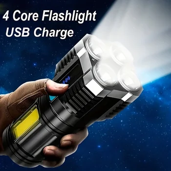  Супер яркий светодиодный фонарик с высоким люменом USB Аккумуляторные фонарики Водонепроницаемый фонарик Внешний аккумулятор Рабочий свет со встроенным аккумулятором