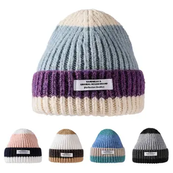  Теплая вязаная шапка Модная эластичная ветрозащитная шапка для ушей Утолщенная удобная шапка-бини Зима