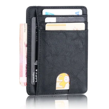 Тонкий RFID блокирующий кожаный кошелек Держатель кредитной идентификационной карты Кошелек Чехол для денег для мужчин и женщин 2023 Модная сумка 11,5x8x0,5 см