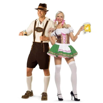 Традиционное немецкое пиво Девушка Мужчины Косплей Мужчины Баварский Октоберфест Костюм Женщины Платье Хэллоуин Вечеринка Платье