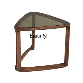 Треугольный журнальный столик Гостиная Дизайн в форме ясеня Комбинированный чайный столик из закаленного стекла