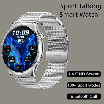 Умные часы Мужчины 1,43-дюймовый экран Bluetooth Вызов Сердечный ритм Монитор сна 100+ Спорт для DOOGEE S98 Realme GT Neo 2T Cubot P80