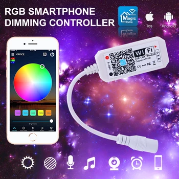 Умный контроллер WiFi Светодиодная лента RGB Color Music Changing App Беспроводное управление затемнением Голосовое управление работает с Alexa Google Home