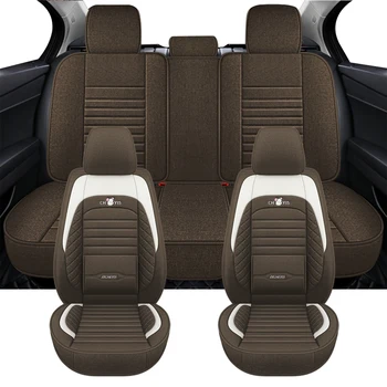 Универсальный полный комплект льняных чехлов для автомобильных сидений Bmw X6 E71 E90 Serie 1 E87 X5 Vw Passat B5 B6 B7 B8 Geely Atlas Pro Автоаксессуар