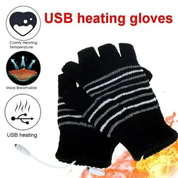 Универсальный утеплитель полос Зимние перчатки с подогревом Перчатки с электрическим подогревом Вязаные перчатки-варежки на весь и половину пальца