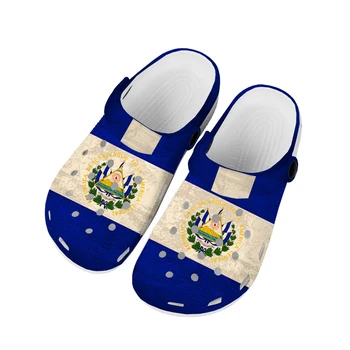 Флаг Сальвадора Сабо Сабо Домашние сабо Изготовленная на заказ Водная обувь Мужская Женская Подросток Сальвадор Обувь Сад Сабо Дышащий Пляж Дыра Тапочки