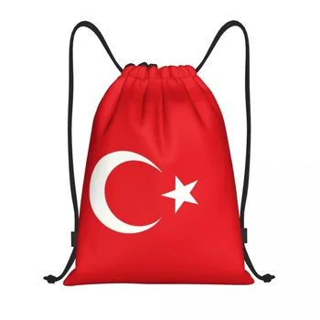 Флаг Турции Кулисковые сумки Мужчины Женщины Складной тренажерный зал Спорт Рюкзак Патриотизм Тренировочные рюкзаки для хранения