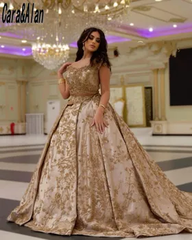 Формальные арабские вечерние платья-кафтаны из двух частей для женщин Вечеринка 2022 Аппликация из бисера Выпускные платья Французская свадебная гостевая одежда