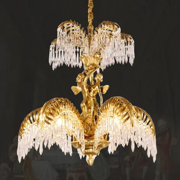 Французская королевская латунная люстра в стиле барокко Вилла Холл Банкетный зал Домашний свет Европейский роскошный медный подвесной светильник