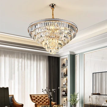  Хрустальная люстра в скандинавском стиле для гостиной, кухни, спальни, круглой овальной подвесной светильник из кованого железа, светильник для домашнего декора