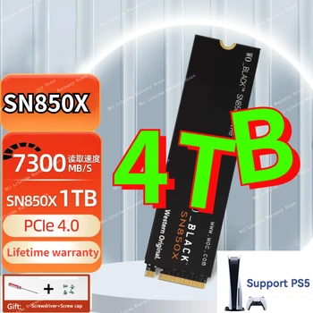 ЧЕРНЫЙ SN850X 1 ТБ 2 ТБ 4 ТБ Внутренний игровой твердотельный накопитель NVMe с радиатором Работает с Playstation 5 Gen4 PCIe M.2 2280