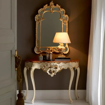 Элегантное итальянское консольное настольное зеркало Дизайнерское классическое богато украшенное настенное зеркало