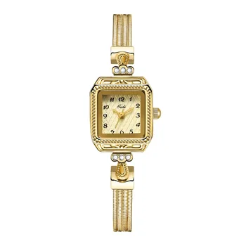 Элегантные женские наручные часы Роскошные золотые квадратные часы с квадратным циферблатом Простые повседневные женские часы Водонепроницаемые золотые часы для девочек из нержавеющей стали
