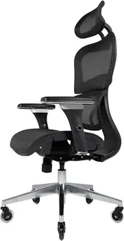Эргономичный офисный стул 3D - Настольный стул на колесиках с регулируемым 3D-подлокотником, 3D-поясничной опорой и лезвийными колесами - Сетка