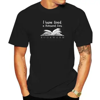 Я прожил тысячу жизней Футболка Книжный червь Книга для чтения Мужская модная классическая футболка Хлопковые футболки Европа