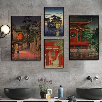 Японский пейзаж ретро искусство Художественный плакат Настенное искусство Ретро Плакаты для дома Домашний декор