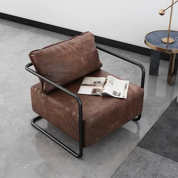 американский одноместный кожаный диван-кресло в индустриальном стиле лофт квартира гостиная ленивый диван современный бизнес-кресло для отдыха