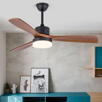 американский потолочный вентилятор в стиле ретро, деревянный потолочный вентилятор для гостиной и столовой, с легким 48-дюймовым лопастным вентилятором с дистанционным управлением