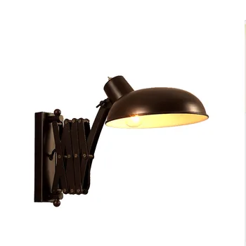  американский ретро промышленный телескопический настенный светильник LED E27 Black Iron Art Декоративный настенный шкаф для гостиной / столовой Коридор Лестница
