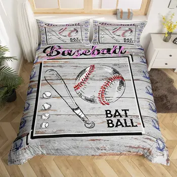  бейсбольный пододеяльник королевский размер ретро хиппи граффити одеяло с наволочкой для подростков взрослый спорт с мячом игра полиэстер