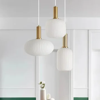 белый стеклянный светодиодный подвесной светильник современные подвесные люстры осветительный прибор столовая кухня домашний дроплайт спальня прикроватная лампа