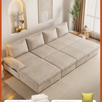 диван-кровать в итальянском стиле, матовая ткань, многофункциональное хранилище, складной телескопический рычаг двойного назначения