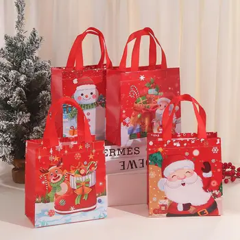 нетканый материал водонепроницаемый подарок сумка для рождественской вечеринки складная сумка для хранения одежды Noel Navidad Print Package Подарочная сумка