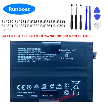 оригинальный аккумулятор для OnePlus 8 8T 9 10 Pro 9RT 9R 10R Nord N10 N100 5G BLP759 BLP761 PLP785 BLP813 BLP815 BLP827 BLP829 BLP861