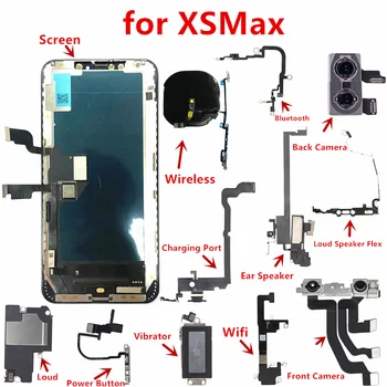 оригинальный восстановленный ЖК-дисплей для iPhone XSMax Экран Задняя камера Громкоговоритель NFC Беспроводной гибкий кабель Замена