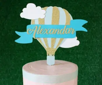 персонализировать блеск ЛЮБОЕ ИМЯ ВОЗРАСТ Воздушный шар первый 2-й день рождения Топпер торта вверх и прочь топперы для торта для детского душа