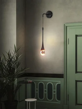 прикроватный настенный светильник спальня гостиная фон стена коридор проход свет современный минималистичный креативный хрустальный настенный светильник