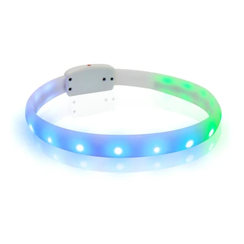  светодиодный ошейник для собак с красочным светом, разрезаемый, непромокаемый, перезаряжаемый USB-ошейник для собак, безопасный ночью, мягкое силиконовое кольцо