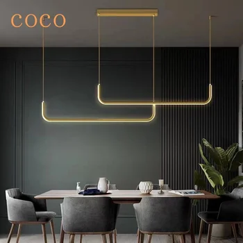 современная минималистичная люстра со светодиодной лентой, стол с регулируемой яркостью, столовая, кухня, минималистичная люстра, освещение домашнего декора