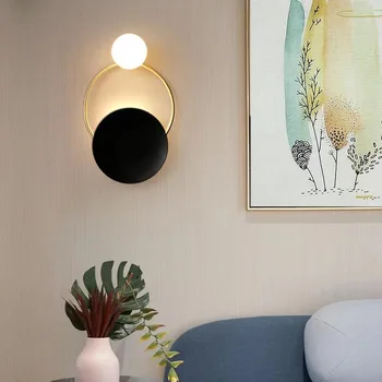современный светодиодный настенный светильник скандинавский стеклянный шар бра светильник кольцо прикроватная спальня гостиная внутренний декор светильники