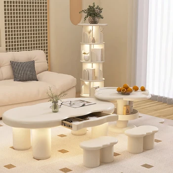 французский регулируемый журнальный столик прозрачные ящики трансформируемый домашний приставной столик для хранения минималистичная мебель для гостиной Arredamento