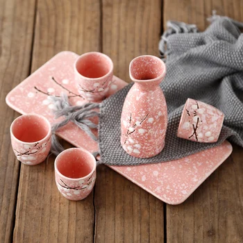 японский прозрачный винный горшок ликер чашка тарелка костюм керамическое творчество подглазурный цвет ресторан саке теплый набор бутылок подарок